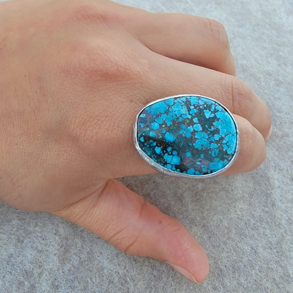 Stampd Jewelry - Large Turquoise Black Matrix Sterling Ring